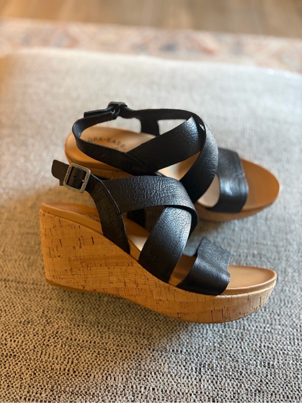 Kork Ease Black Caroleigh cork wedge heel Sandal size 11